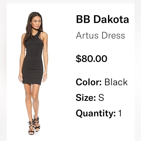 BB DAKOTA - Black Bodycon Sheath Dress with Sheer Mesh Panels - Size Small - New - Picture 16 of 16